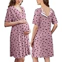 Ekouaer Labor and Delivery Gown for Hospital V Neck Maternity Nursing Dress