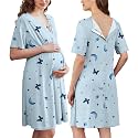 Ekouaer Labor and Delivery Gown for Hospital V Neck Maternity Nursing Dress