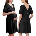 Ekouaer Labor and Delivery Gown for Hospital V Neck Maternity Nursing Dress