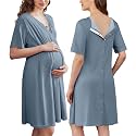 Ekouaer Labor and Delivery Gown for Hospital V Neck Maternity Nursing Dress