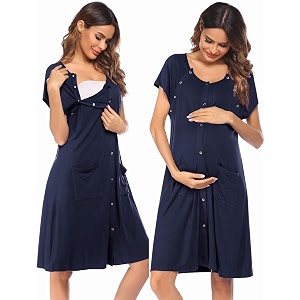 Ekouaer Labor Delivery Gown Nursing Braeastfeeding Dress