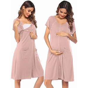 Ekouaer Labor Delivery Gown Nursing Braeastfeeding Dress