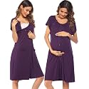 Ekouaer Labor Delivery Gown Nursing Braeastfeeding Dress