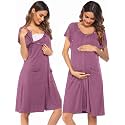 Ekouaer Labor Delivery Gown Nursing Braeastfeeding Dress