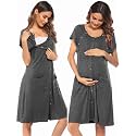 Ekouaer Labor Delivery Gown Nursing Braeastfeeding Dress