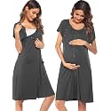 Ekouaer Labor Delivery Gown Nursing Braeastfeeding Dress