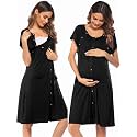Ekouaer Labor Delivery Gown Nursing Braeastfeeding Dress