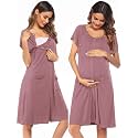 Ekouaer Labor Delivery Gown Nursing Braeastfeeding Dress