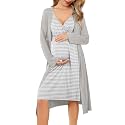 Ekouaer Maternity Nursing Gown and Robe Set Labor Delivery Nightgowns