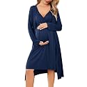 Ekouaer Maternity Nursing Gown and Robe Set Labor Delivery Nightgowns