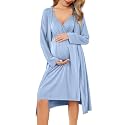 Ekouaer Maternity Nursing Gown and Robe Set Labor Delivery Nightgowns