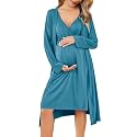 Ekouaer Maternity Nursing Gown and Robe Set Labor Delivery Nightgowns
