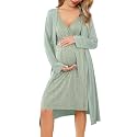 Ekouaer Maternity Nursing Gown and Robe Set Labor Delivery Nightgowns