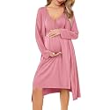 Ekouaer Maternity Nursing Gown and Robe Set Labor Delivery Nightgowns
