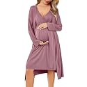 Ekouaer Maternity Nursing Gown and Robe Set Labor Delivery Nightgowns