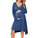Ekouaer Maternity Nursing Gown and Robe Set Labor Delivery Nightgowns