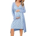 Ekouaer Maternity Nursing Gown and Robe Set Labor Delivery Nightgowns