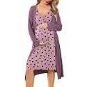 Ekouaer Maternity Nursing Gown and Robe Set Labor Delivery Nightgowns