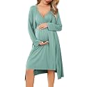 Ekouaer Maternity Nursing Gown and Robe Set Labor Delivery Nightgowns