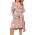Ekouaer Maternity Nursing Gown and Robe Set Labor Delivery Nightgowns