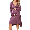 Ekouaer Maternity Nursing Gown and Robe Set Labor Delivery Nightgowns