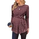 Ekouaer Maternity Shirts Ribbed Long Sleeve Pregnancy Sweater Tops Outfits