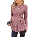 Ekouaer Maternity Shirts Ribbed Long Sleeve Pregnancy Sweater Tops Outfits