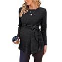 Ekouaer Maternity Shirts Ribbed Long Sleeve Pregnancy Sweater Tops Outfits