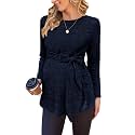 Ekouaer Maternity Shirts Ribbed Long Sleeve Pregnancy Sweater Tops Outfits