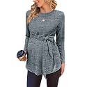 Ekouaer Maternity Shirts Ribbed Long Sleeve Pregnancy Sweater Tops Outfits