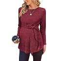 Ekouaer Maternity Shirts Ribbed Long Sleeve Pregnancy Sweater Tops Outfits