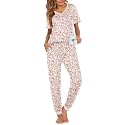 Ekouaer Pajamas for Women Set 2 Piece Short Sleeve Fall Pjs with Pockets