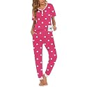 Ekouaer Pajamas for Women Set 2 Piece Short Sleeve Fall Pjs with Pockets