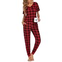 Ekouaer Pajamas for Women Set 2 Piece Short Sleeve Fall Pjs with Pockets