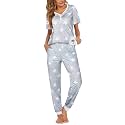Ekouaer Pajamas for Women Set 2 Piece Short Sleeve Fall Pjs with Pockets