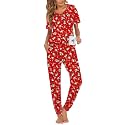 Ekouaer Pajamas for Women Set 2 Piece Short Sleeve Fall Pjs with Pockets