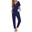 Ekouaer Pajamas for Women Set 2 Piece Short Sleeve Fall Pjs with Pockets