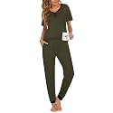 Ekouaer Pajamas for Women Set 2 Piece Short Sleeve Fall Pjs with Pockets