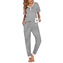 Ekouaer Pajamas for Women Set 2 Piece Short Sleeve Fall Pjs with Pockets