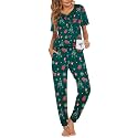 Ekouaer Pajamas for Women Set 2 Piece Short Sleeve Fall Pjs with Pockets