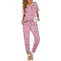 Ekouaer Pajamas for Women Set 2 Piece Short Sleeve Fall Pjs with Pockets