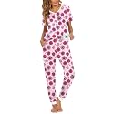 Ekouaer Pajamas for Women Set 2 Piece Short Sleeve Fall Pjs with Pockets