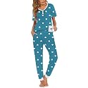 Ekouaer Pajamas for Women Set 2 Piece Short Sleeve Fall Pjs with Pockets