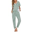 Ekouaer Pajamas for Women Set 2 Piece Short Sleeve Fall Pjs with Pockets