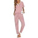 Ekouaer Pajamas for Women Set 2 Piece Short Sleeve Fall Pjs with Pockets