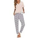 Ekouaer Pajamas for Women Set 2 Piece Short Sleeve Fall Pjs with Pockets