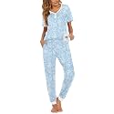 Ekouaer Pajamas for Women Set 2 Piece Short Sleeve Fall Pjs with Pockets