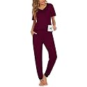 Ekouaer Pajamas for Women Set 2 Piece Short Sleeve Fall Pjs with Pockets