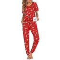 Ekouaer Pajamas for Women Set 2 Piece Short Sleeve Fall Pjs with Pockets