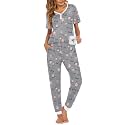 Ekouaer Pajamas for Women Set 2 Piece Short Sleeve Fall Pjs with Pockets